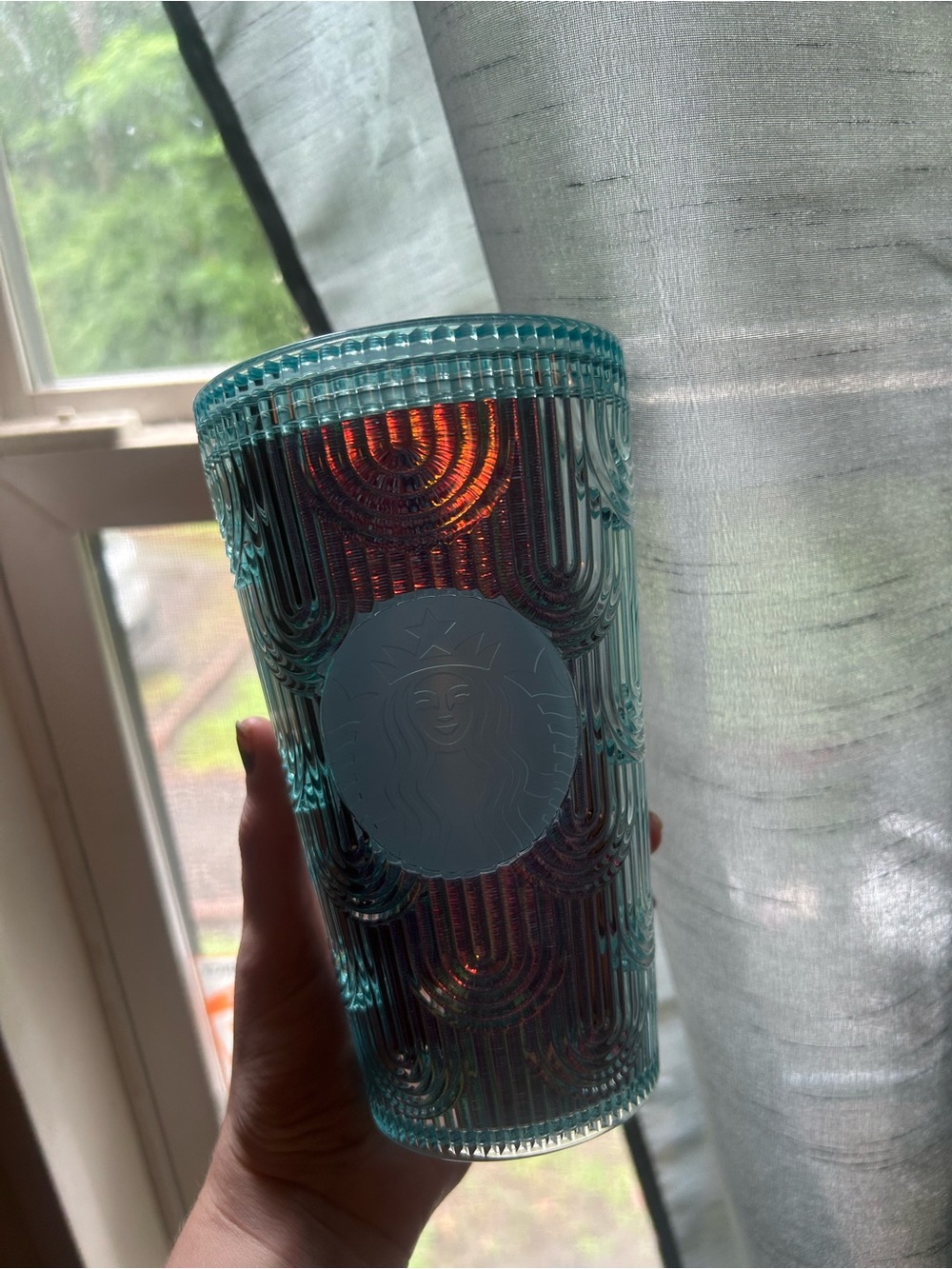 Starbucks Aqua Blue Embossed Reusable Tumbler